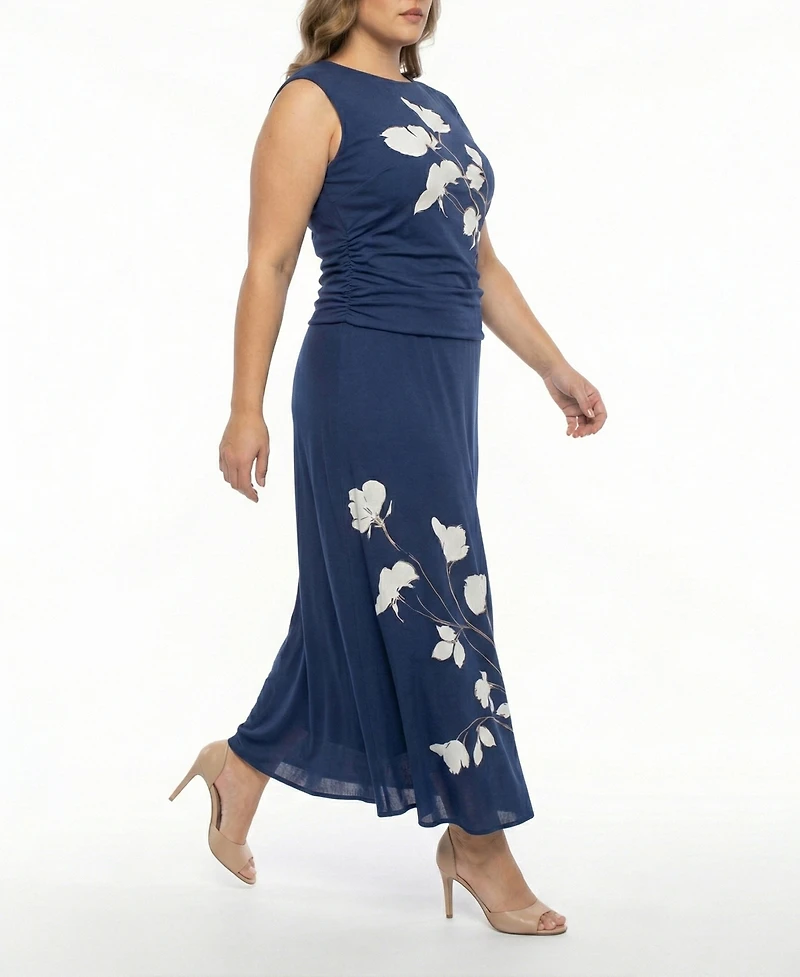 Taylor Plus Cap-Sleeve Printed Dress