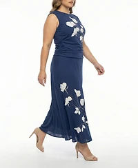 Taylor Plus Cap-Sleeve Printed Dress