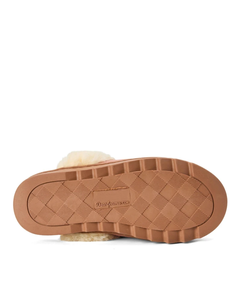Dearfoams Women's Helena Genuine Suede Scuff House Shoe Slipper