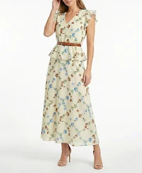 Taylor Women's Belted V-Neck Peplum Dress