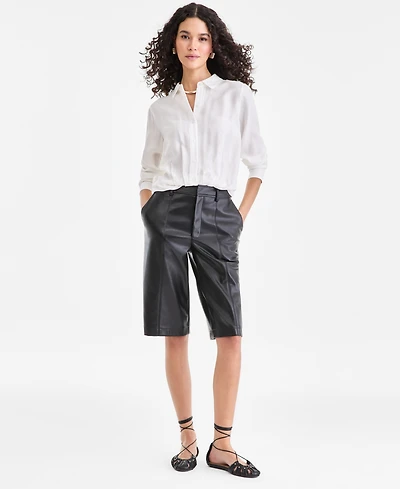 I.n.c. International Concepts Women's Faux Leather Bermuda Shorts