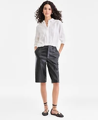 I.n.c. International Concepts Women's Faux Leather Bermuda Shorts