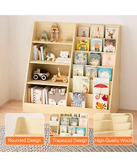Streamdale Furniture Kids Bookshelf & Toy Storage Organizer - 4 Tier Wooden Bookcase (Natural