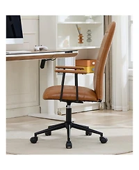 Streamdale Furniture Antique brown Pu leather office chair with armrest, high backrest, swivel