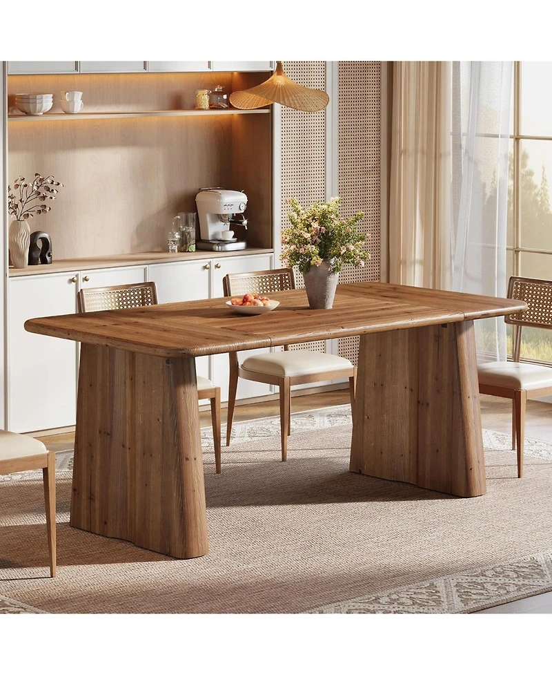 Tribesigns 63-Inch Solid Wood Dining Table for 4-6 People, Large Rectangle Kitchen Table with Heavy Duty Legs, Rustic Kitchen & Dining Room Furniture