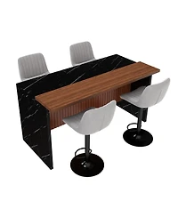 Streamdale Furniture White Marble Look Kitchen Island with Led Lighting