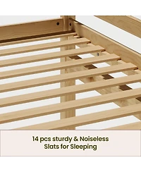 Streamdale Furniture Low Loft Bed with Led Lighting, Solid Wood