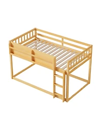 Streamdale Furniture Low Twin Over Twin Bunk Bed with Ladder, Solid Wood for Kids & Juniors