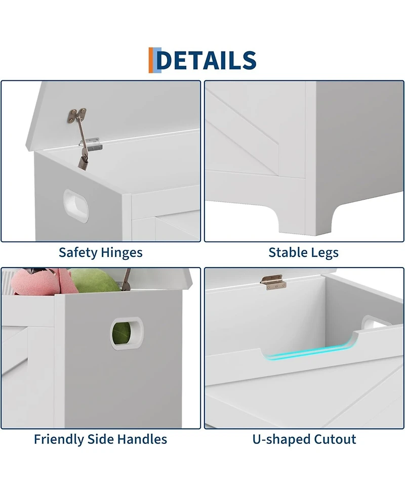 gaomon 23.6" Wooden Storage Chest, Storage Bench with Safety Hinge for Entryway & Living Room.