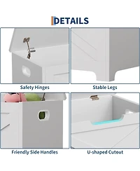 gaomon 23.6" Wooden Storage Chest, Storage Bench with Safety Hinge for Entryway & Living Room.