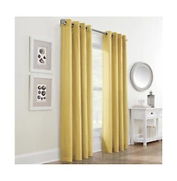 Habitat Harmony Light Filtering Crinkled Texture on Supple Drapeable Flowing Fabric Grommet Curtain Panel 52" x 63" Yellow