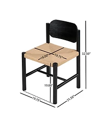 Streamdale Wooden Dining Chairs with Beige Paper Rope Seat, Set of 2