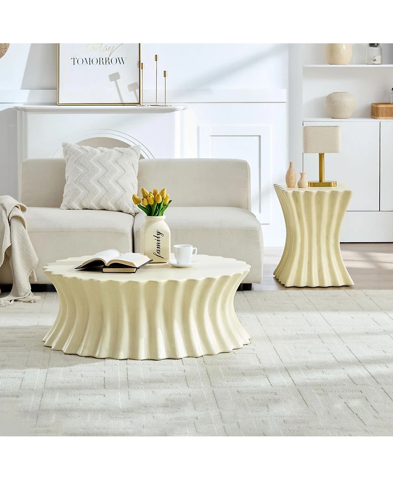 Streamdale Furniture Oval Coffee Table Vintage Sturdy Fiberglass No Assembly