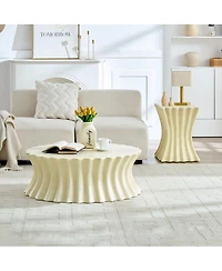 Streamdale Furniture Oval Coffee Table Vintage Sturdy Fiberglass No Assembly