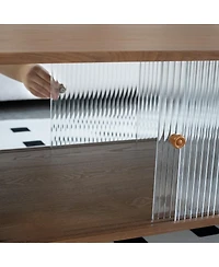 Streamdale Furniture Modern minimalist 47-inch coffee table with storage and glass doors, Brown