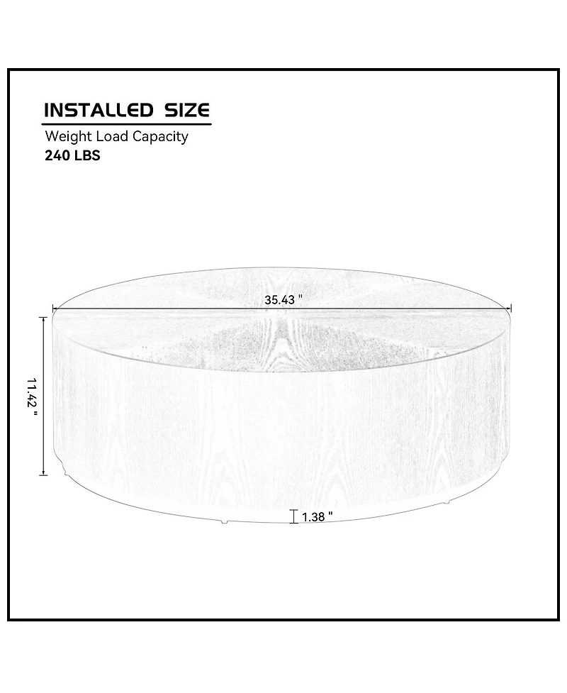 Streamdale Compact Modern Coffee Table with Sturdy Pedestal Base