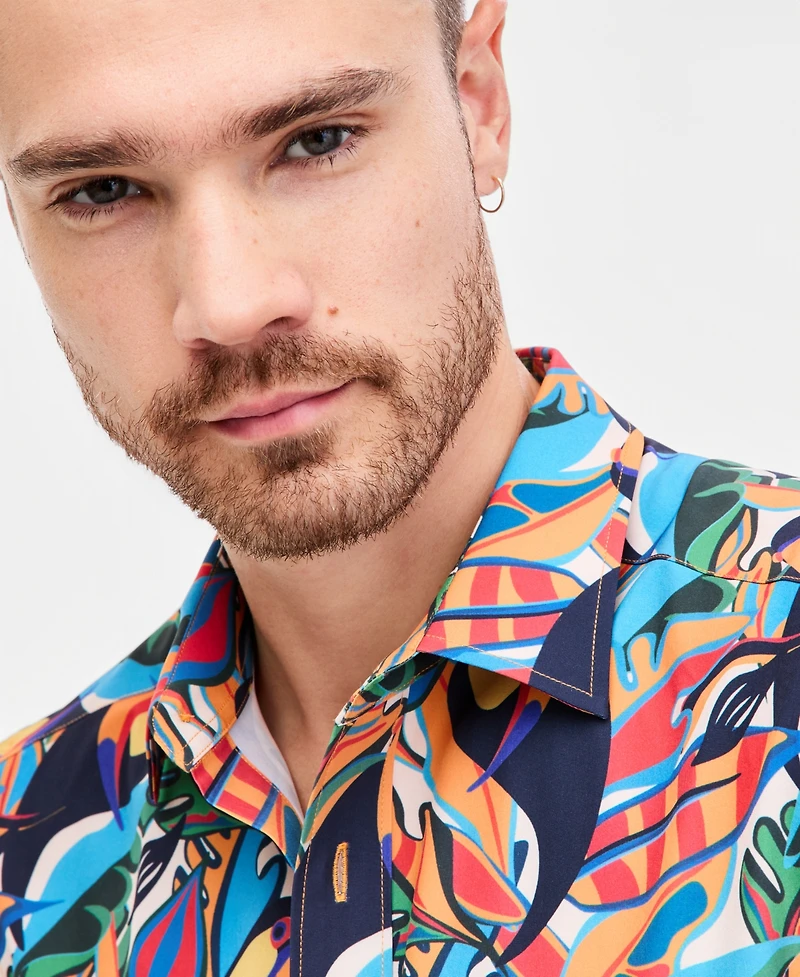 Paisley & Gray Men's Toucan Printed Button-Down Swim Shirt