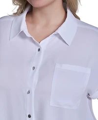 Calvin Klein Plus Short-Sleeve Camp Button-Down Shirt