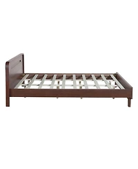 Streamdale Furniture Dark Walnut Queen Bed Frame with Solid Pine Wood Construction