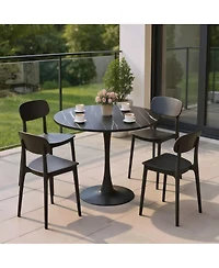 Streamdale Furniture Black Marble Round Dining/Kitchen Table with Steel Base (24 Inch