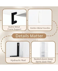 Streamdale Furniture Queen Size Wood Murphy Bed with Wardrobe & Desk