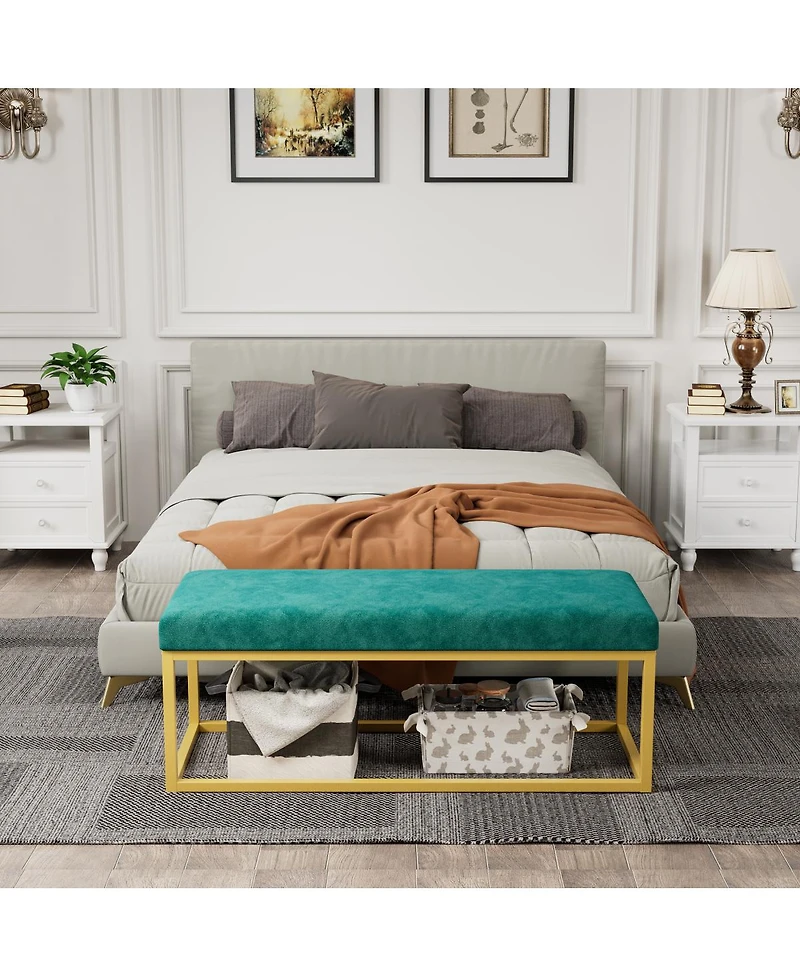 Streamdale Furniture Entryway Storage Bench with Steel Frame, Mid-Century Modern, 600 lb capacity