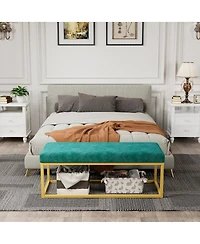 Streamdale Furniture Entryway Storage Bench with Steel Frame, Mid-Century Modern, 600 lb capacity