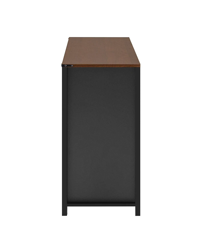 Streamdale Furniture 59.3" Farmhouse Barn Door Sideboard with Mesh Panels and Open Storage