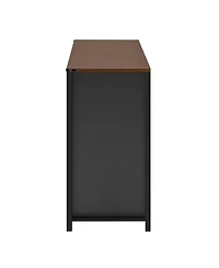 Streamdale Furniture 59.3" Farmhouse Barn Door Sideboard with Mesh Panels and Open Storage