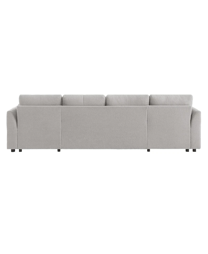 Streamdale Modern U-shaped Sleeper Sofa with Storage & Usb Ports, Green