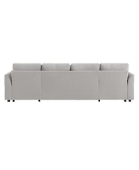 Streamdale Modern U-shaped Sleeper Sofa with Storage & Usb Ports, Green