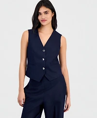 Bar Iii Women's Linen-Blend Button-Front Vest, Macy's Exclusive