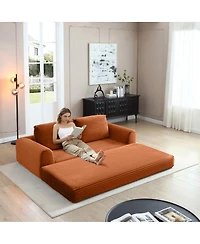 Streamdale 2-in-1 Folding Convertible Sofa Bed, Modern Corduroy Sleeper Couch with 2 Pillows, Orange