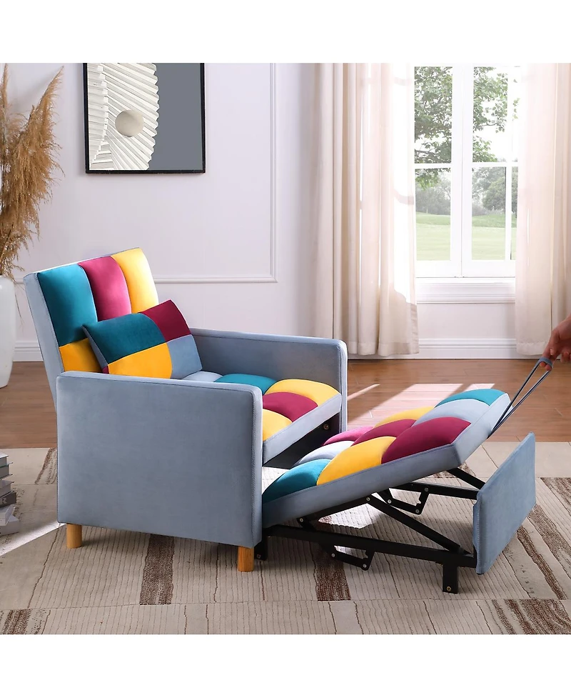 Streamdale Furniture Convertible Sleeper Sofa Chair Bed with Pillow, Velvet Fabric