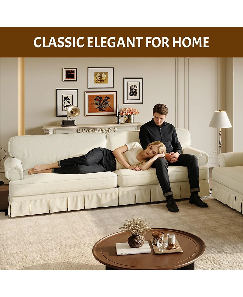 Streamdale Furniture Luxuriously Comfortable 4-Seater Cloud Couch, Chenille Sofa with Rolled Arms, 26.4" Deep Seat