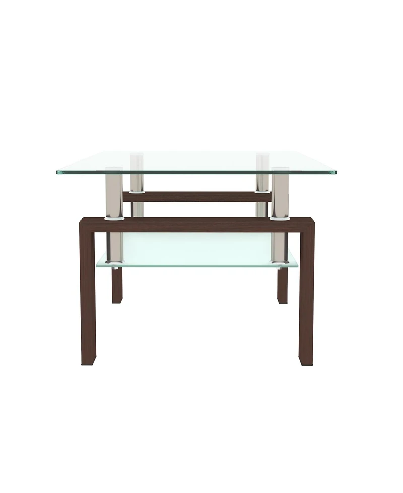 Streamdale Furniture Rectangle Glass Coffee Table, Clear, Modern Side Center Table