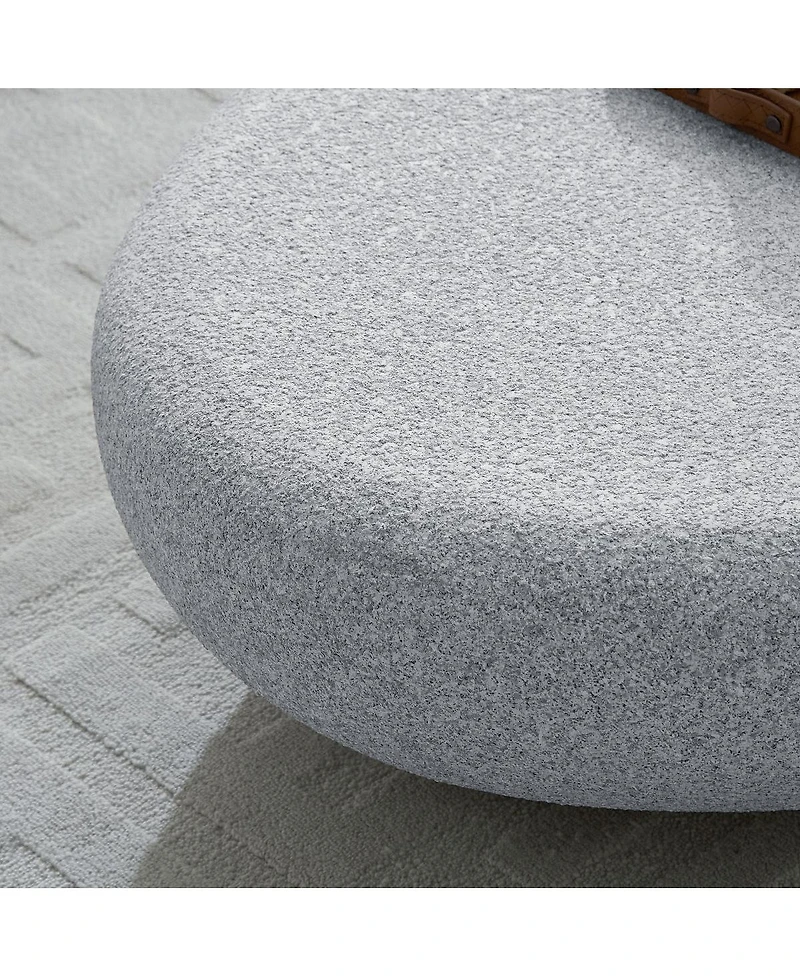 Streamdale Furniture Fiberglass Elliptical Coffee Table for Living Room, Vintage Matte Rocks Table