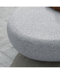 Streamdale Furniture Fiberglass Elliptical Coffee Table for Living Room, Vintage Matte Rocks Table