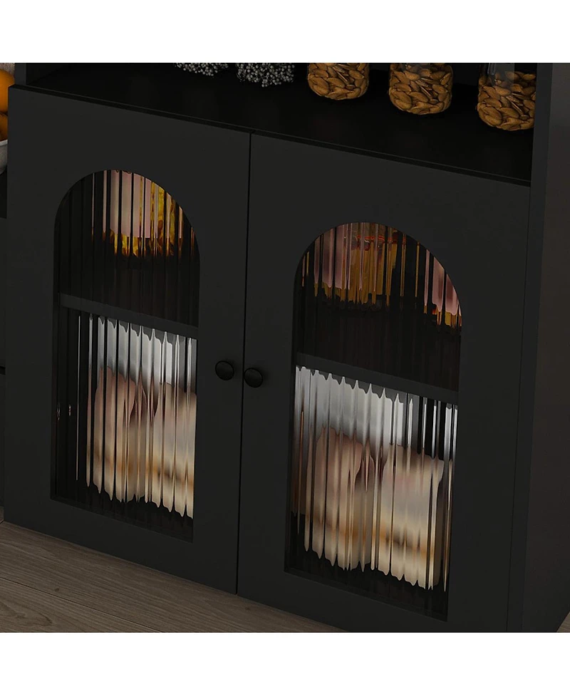 Streamdale Furniture Kitchen Island Set with 4 Chairs, Extendable & Rotating Table, Mdf Marble Veneer