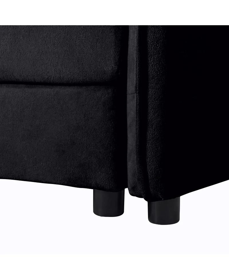 Streamdale Furniture Oversized Deep Seat Sectional Sofa, Modern Chenille Cloud Couch, Black