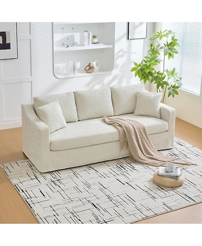 Streamdale Furniture Modern Casual Chenille Sofa, Deep Seat, Three-Seater, Removable Cover, Beige