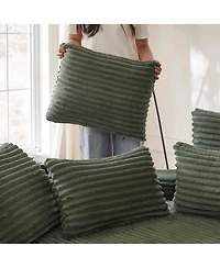 Streamdale Furniture 78.5-Inch Corduroy Semi-Circular 2-in-1 Sofa Bed with Neck Pillow & 5 Throw Pillows