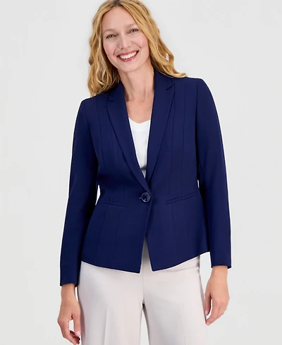 Kasper Women's Stretch Crepe One Button Blazer, Regular & Petite