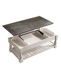 Streamdale Furniture Farmhouse Lift Top Coffee Table with Storage - Handcrafted Solid Wood, Antique Gray