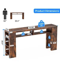 Streamdale Furniture 180cm Super Long Desk with 2AC+2USB+1TC Socket and 5 Shelves