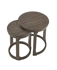 Streamdale Furniture 24" 2PC Curved Round Wooden Coffee Table Set