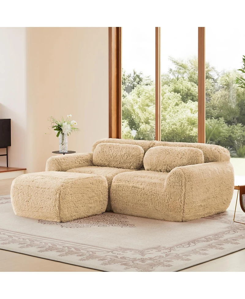 Streamdale Furniture L-shaped Boneless Sofa, Soft Fluffy Plush Fabric, Chaise, No Assembly, Ergonomic