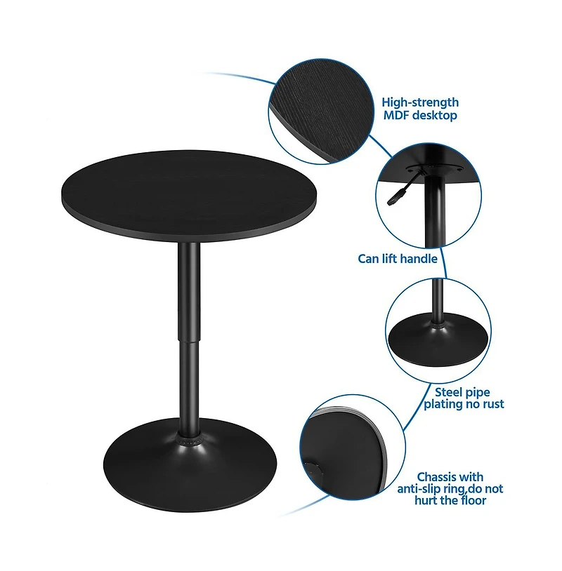 Yaheetech Adjustable Pub Round Table with 360° Swivel Tabletop