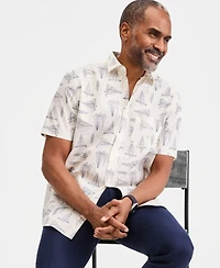 Club Room Men's Poplin Short-Sleeve Shirt, Macy's Exclusive - Sail Boat Print