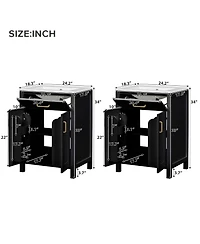 Cesicia Modern Freestanding 48 in. Bathroom Vanity with Ceramic Sink, Soft-Close Doors, Flip Drawer and Double-Layer Door Shelves